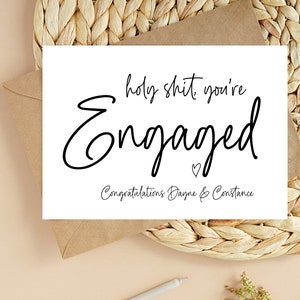 Congratulations Engagement Card, Funny Bride and Groom to be Gift, Personalised Card for Couple getting Married, Custom Engaged Card