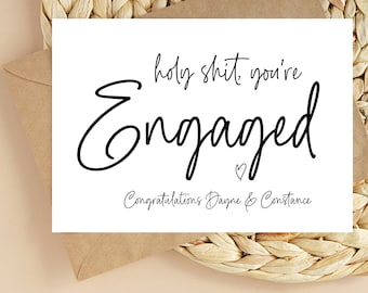 Congratulations Engagement Card, Funny Bride and Groom to be Gift, Personalised Card for Couple getting Married, Custom Engaged Card