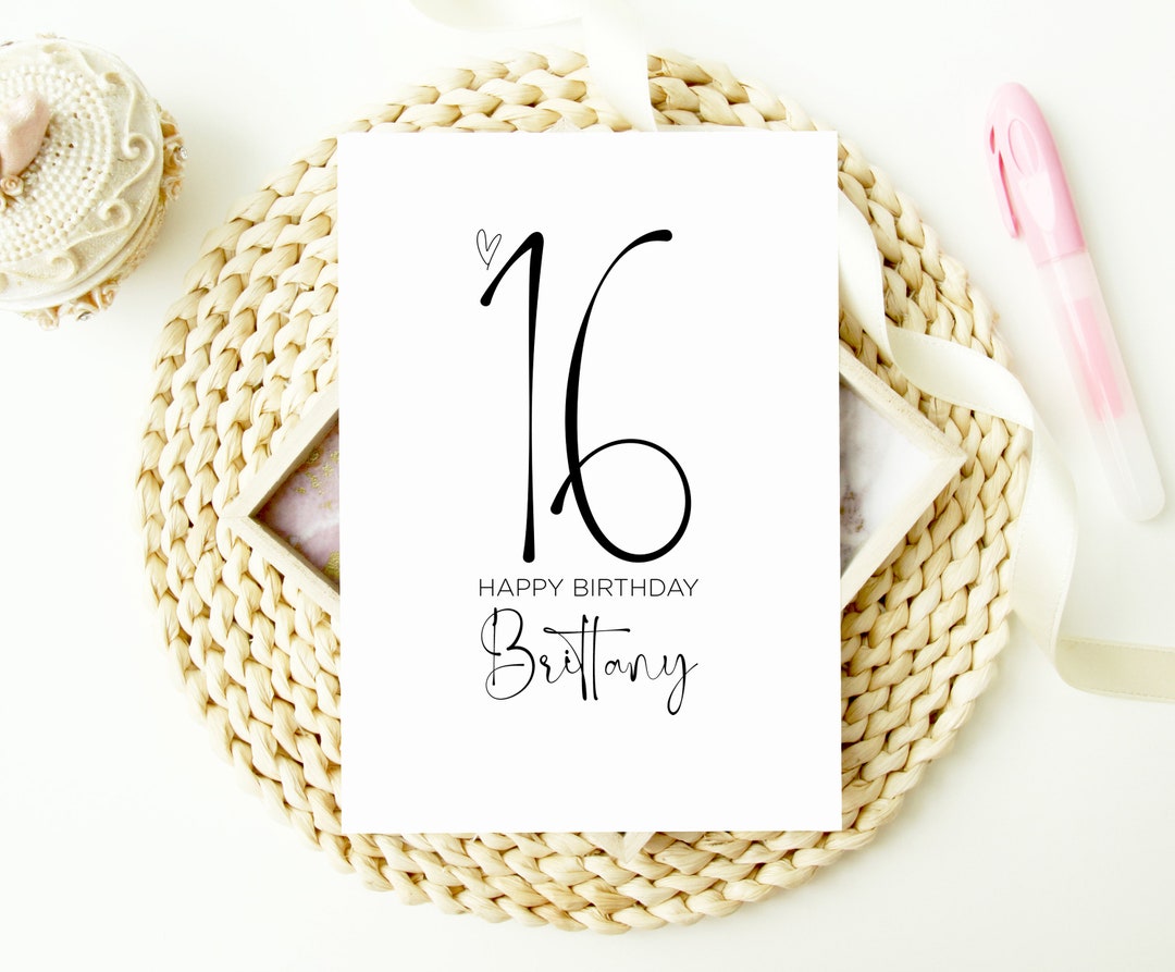 Personalized Sixteenth Birthday Card, Turning Sixteen, 16th Bday, for ...