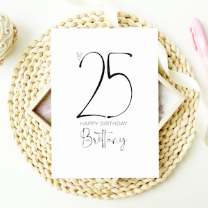 Personalized 25th Birthday Card, Twenty Fifth Bday, For Him Her Happy Birthday, Cute Keepsake Gift, Customized Twenty Five Daughter Party