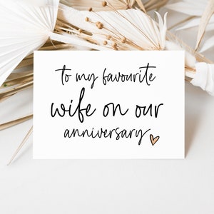 Tarjeta de feliz aniversario para mi esposa favorita, tarjeta para mi esposa favorita, aniversario de bodas de amor, San Valentín para ella, tarjeta divertida del esposo