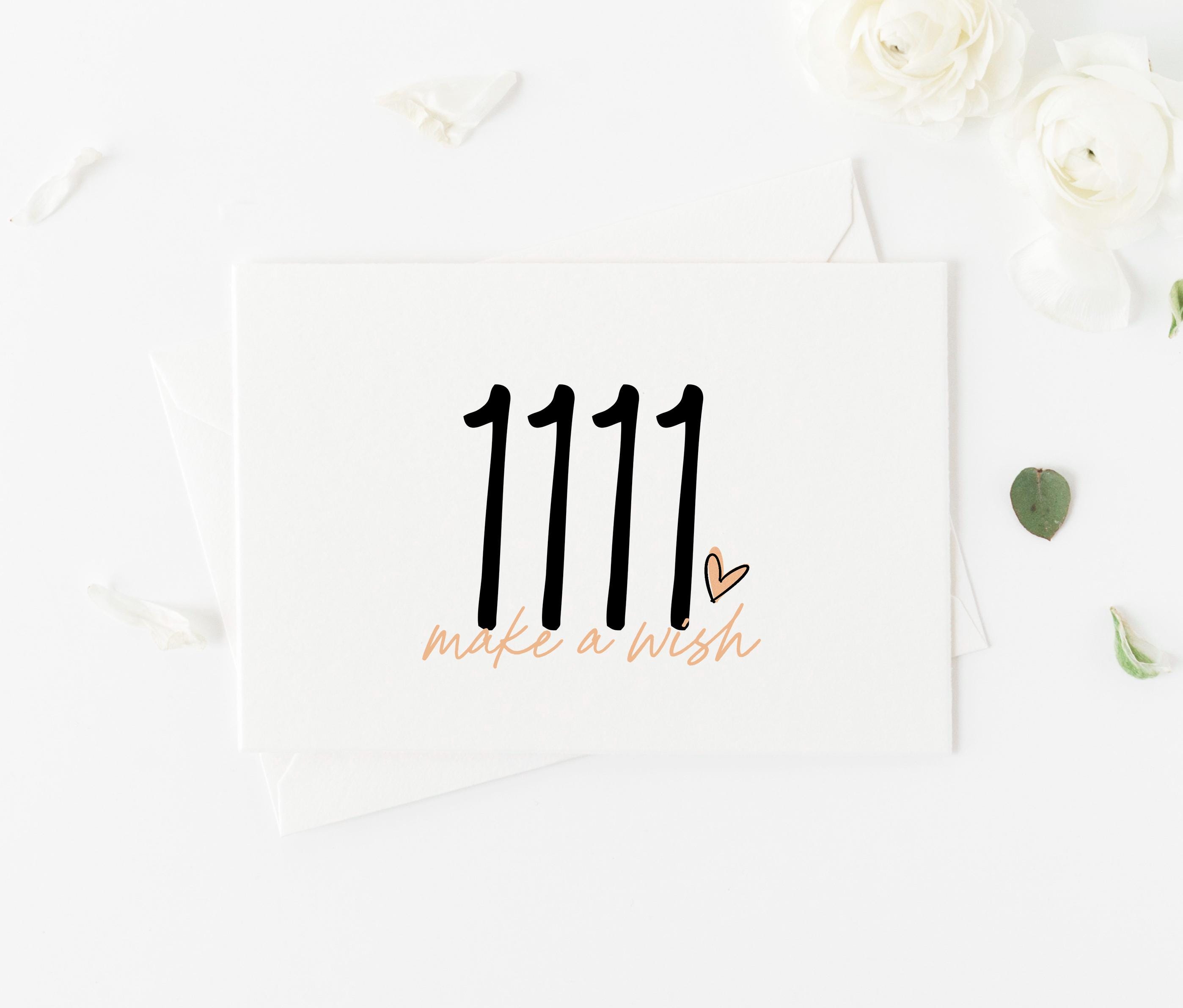 Angel Number Card, 1111, Spiritual Greeting Card, Make a Wish Card