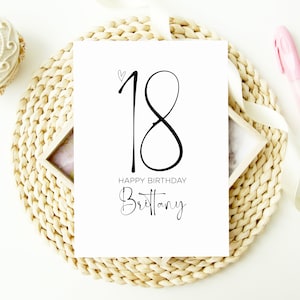 Personalized Eighteenth Birthday Card, Turning Eighteen, 18th Bday, For Girl Boy Happy Birthday Party, Cute Heart Keepsake Gift for Daughter