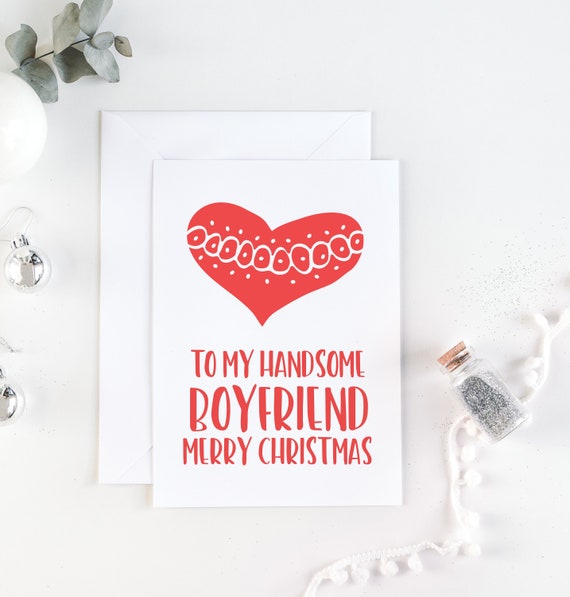 To My Handsome Boyfriend Merry Christmas Card Christmas Etsy Australia