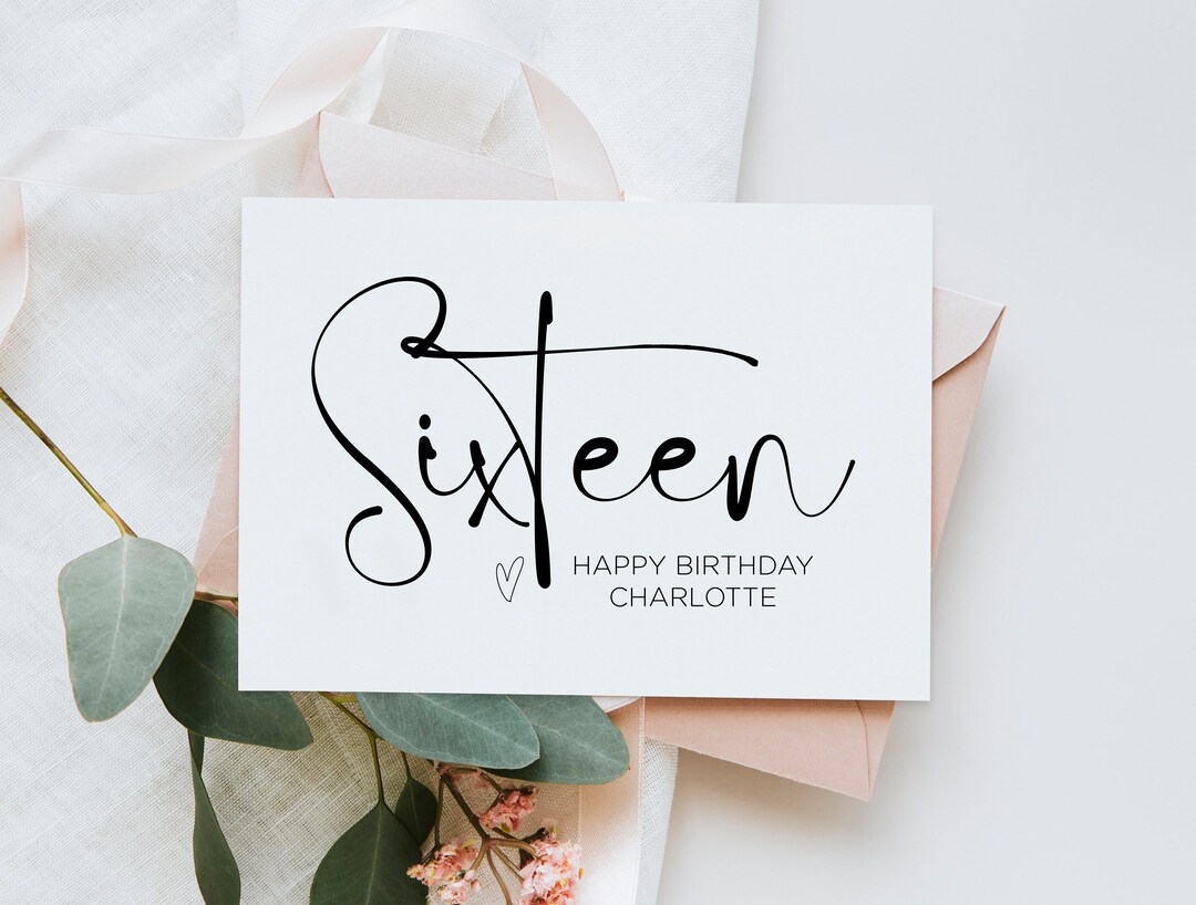 Personalized Sixteenth Birthday Card, 16th Bday, for Girl Boy Happy ...