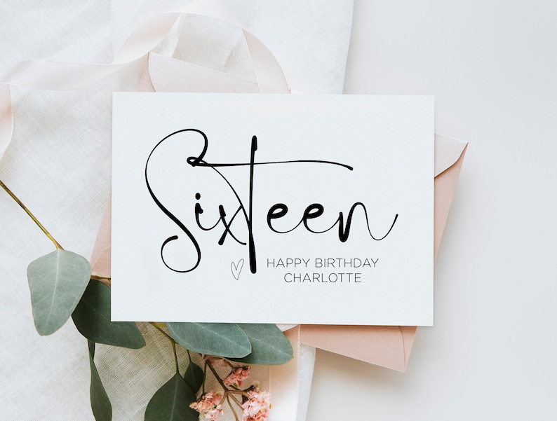 Personalized Sixteenth Birthday Card 16th Bday for Girl Boy - Etsy