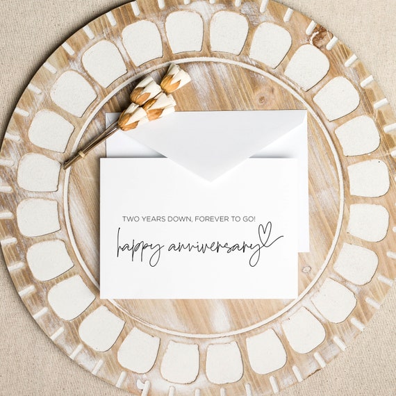 MAGJUCHE Glückwunschkarte Zum 2. Hochzeitstag – „Two Years Down Forever To Go“ (12,7x17,8 Cm)