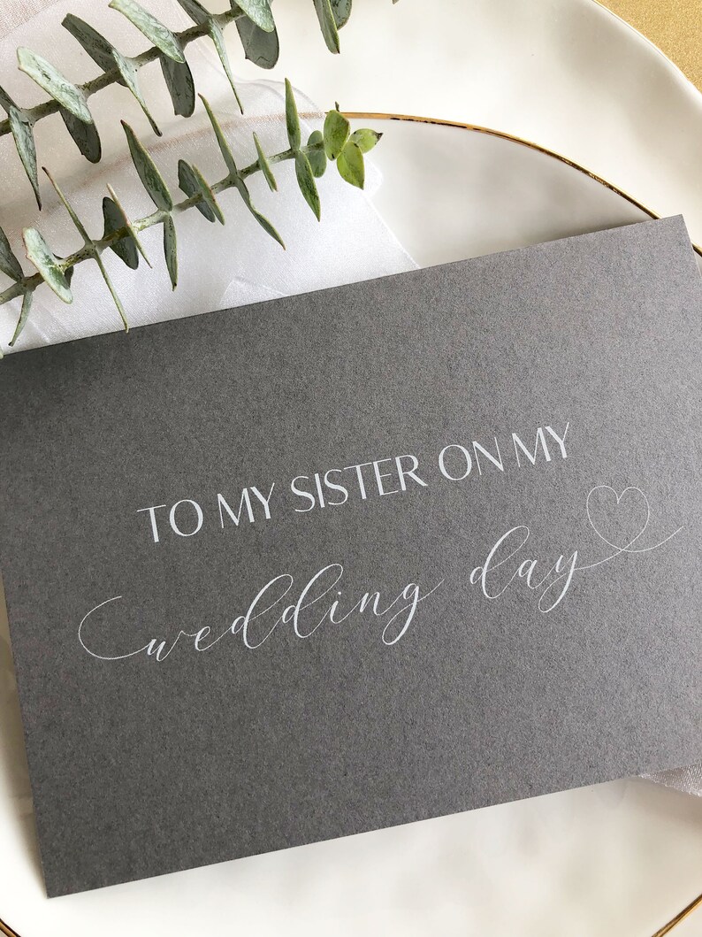 Elegant Sister Gift Simple Wedding To My Sister on My Wedding Day Card Wedding Cards Bridesmaid Gifts Bridal Party Gift Heart Card