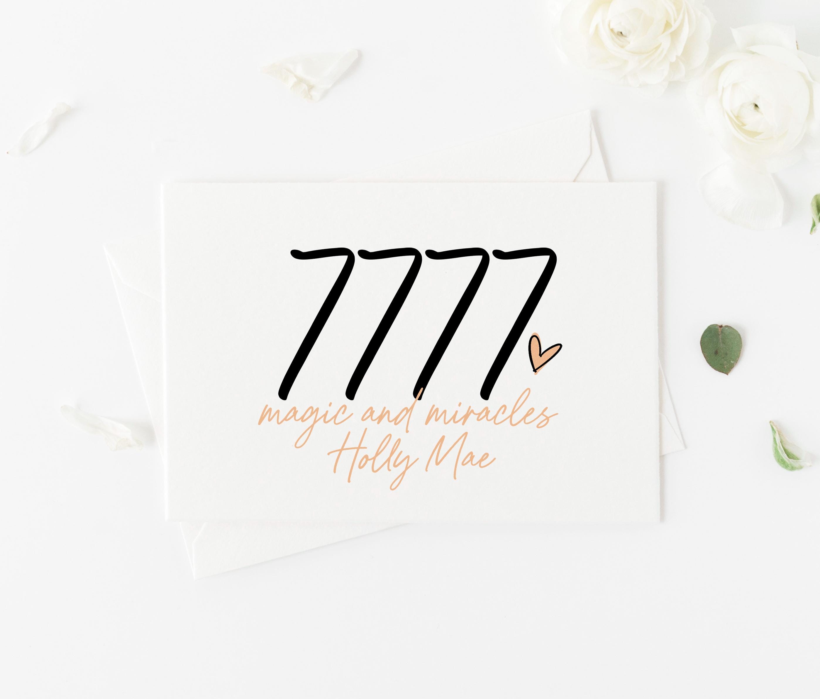 Angel Number Card, 7777, Spiritual Greeting Card, Lucky Numerology