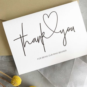 Grazie per essere il nostro biglietto di auguri per il portatore dell'anello, regalo per il portatore dell'anello, regalo per la festa di nozze, regali per la festa nuziale, biglietti di ringraziamento per il matrimonio, regali per lo sposo