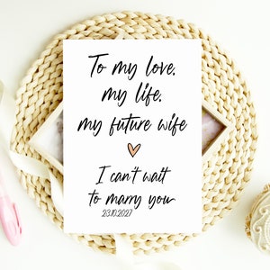Jolie carte de mariage pour ma mariée, mon amour, ma vie, ma future femme, la mariée le jour du mariage, cadeau pour fiancé, pour le futur marié