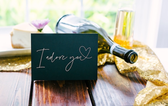 Black Anniversary Card for Boyfriend, I Adore You Card for Husband, Valentine for Him, Card for Wife, VDay card for Girlfriend, Gay Card