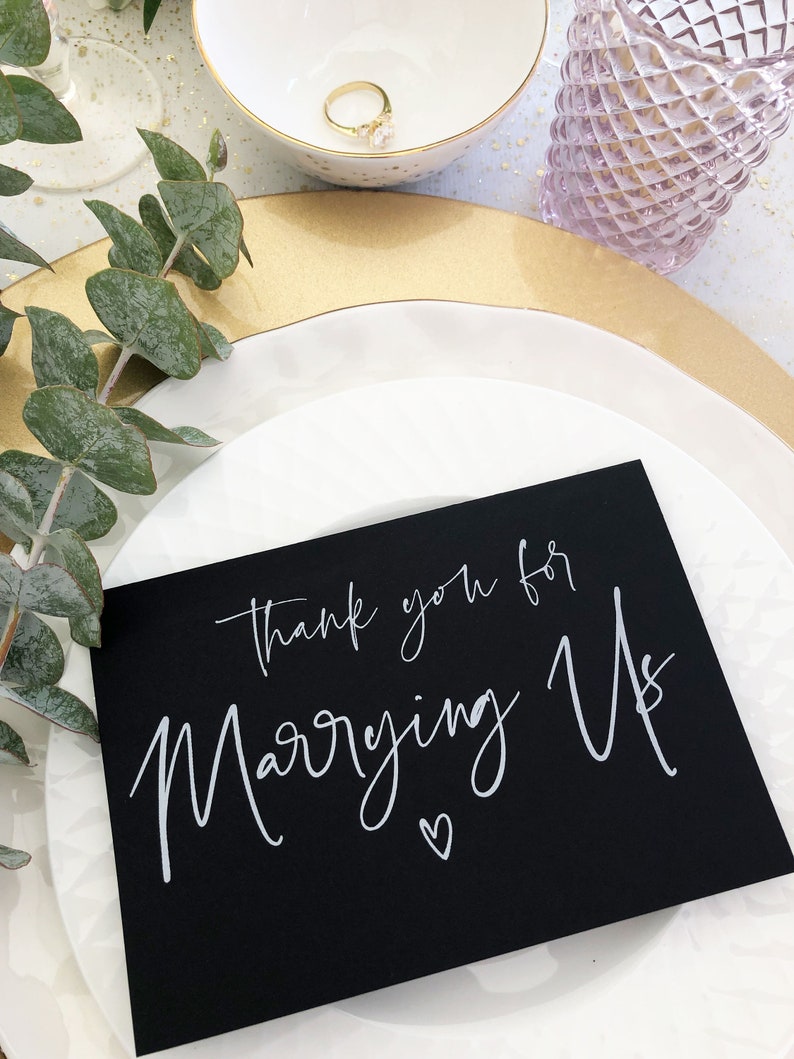 Card For Wedding Celebrant Modern BT Wedding Officiant Gift For Officiant Black and White Thank You For Marrying Us Wedding Day Cards