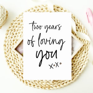 Zwei Jahre Liebe zu Dir, Glückwunschkarte zum zweiten Jahrestag für den Freund, Geschenk zum 2. Jahrestag, süßer Jahrestag, Ehefrau an Ehemann