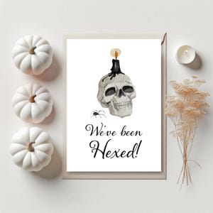Carte de révélation de grossesse d'Halloween pour la famille et les amis, faire-part de grossesse qui nous a fait perdre la tête, fantasmagorique promu tante, oncle, grands-parents