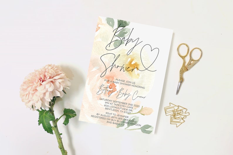 Girl Baby Shower Pretty Baby Shower Invite Boy Baby Shower Printable Elegant Baby Shower Pink Blush Floral Baby Shower Invitation