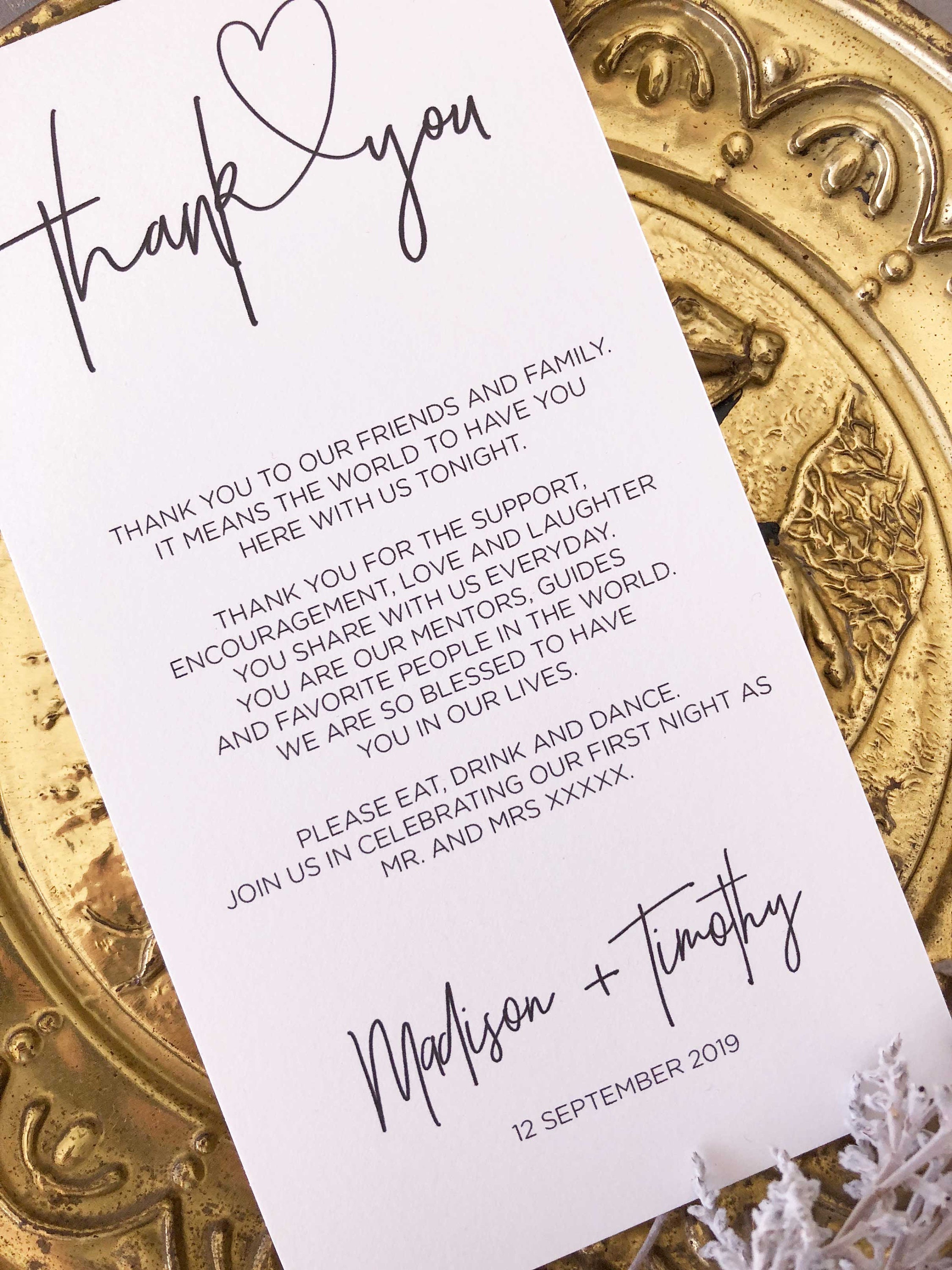 Wedding Thank You Notes Personalized Thank You Cards Etsy Australia