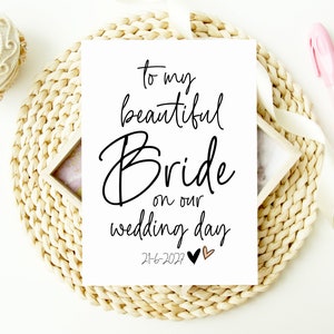 Para minha linda noiva no dia do nosso casamento, presente do noivo, noiva para ser presente de casamento para a esposa, do marido, casamento, cartão fofo