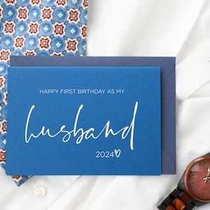 Carte bleue pour mari, premier anniversaire de mon mari, cadeau de ma femme, cadeau de joyeux anniversaire pour mon mari, anniversaire, jolies cartes, coeur, encre blanche