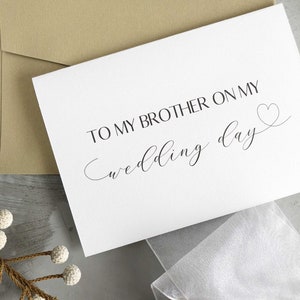 Regalo para hermano, regalos para hermano y hermana, tarjeta para hermano, tarjetas para la fiesta nupcial, tarjetas de agradecimiento para la boda, tarjeta para mi hermano en el día de mi boda, corazón