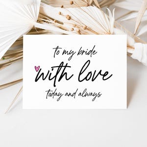 Tarjeta de boda "Con amor para mi novia", regalo de la novia para el novio, regalo para el futuro esposo, regalo de boda para la novia, de la esposa, casarse hoy