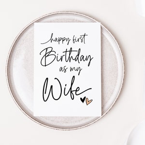 Biglietto per il compleanno della moglie, Buon primo compleanno come mia moglie, Biglietto del marito, Ti amo, Anniversario, Biglietti carini, Biglietto per il coniuge per lei