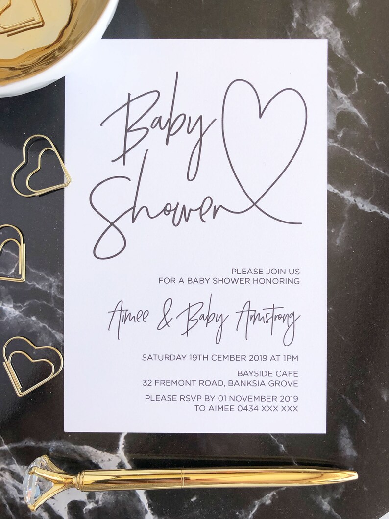 Simple Baby Shower Invitation Girl Baby Shower Boy Baby Etsy