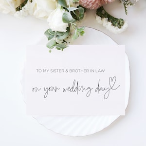 Para mi hermana y mi cuñado en el día de su boda, regalo para la novia y el novio, regalo para el nuevo hermano, lindas tarjetas