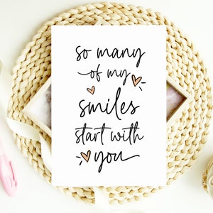 Funny Happy Anniversary Card, So Many of my Smiles Start With You, for Husband Anniversary Gift for Wife, Love Card for Boyfriend Girlfriend