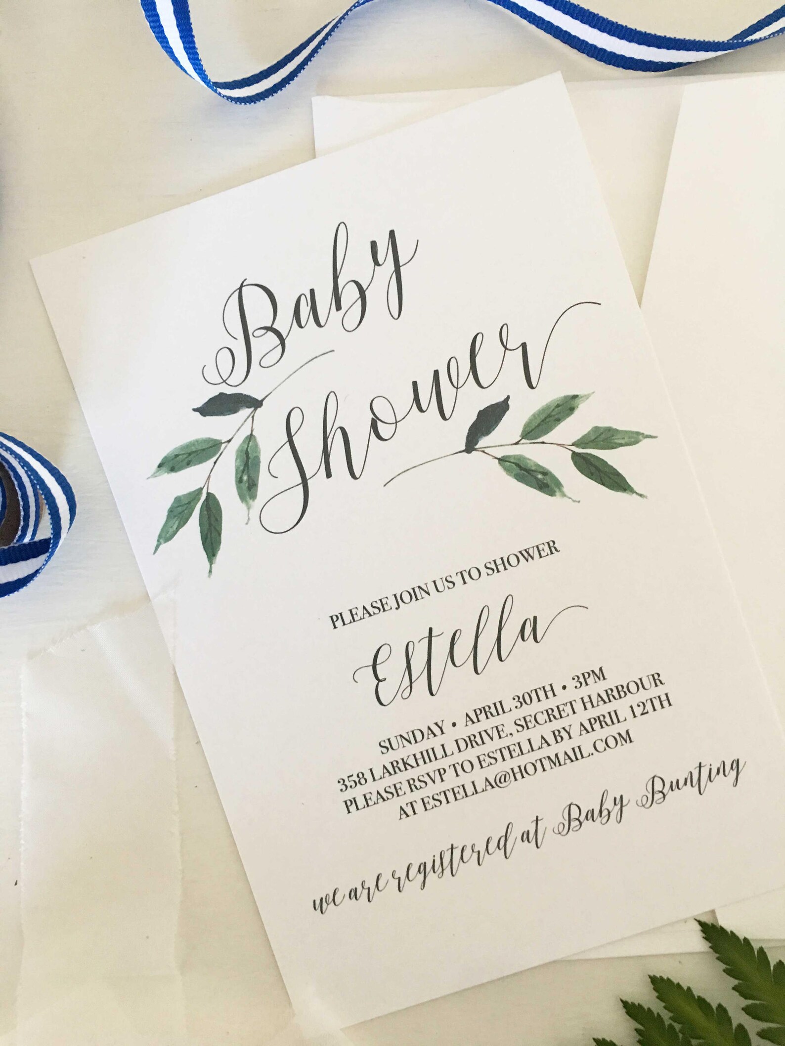 Baby Shower Invitation Greenery Invitation Unisex Baby Etsy Australia