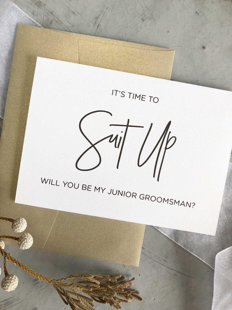 Will You Be My Junior Groomsman Card Suit Up Junior | Etsy
