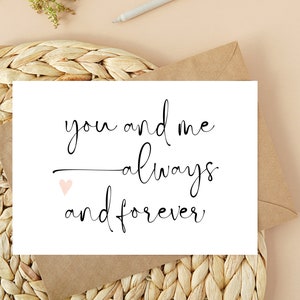 Altijd en voor altijd liefdeskaart, verlovingsdag, aan mijn man op onze trouwdagkaart, man vrouw huwelijkscadeau voor bruid bruidegom