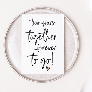 Happy Anniversary Card, Second Anniversary Card Two Years Together, Forever to Go, 2nd Anniversary Gift for Wife To Husband, From Girlfriend