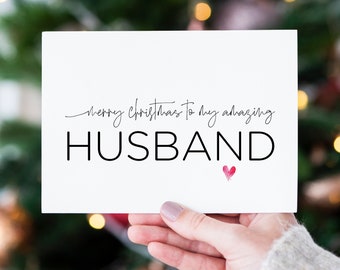 Cute Husband Christmas Card, To My Groom Holiday Cards, From Wife, Bride Married Couple Xmas Present, For My Fiance, I Love You Hubby Card