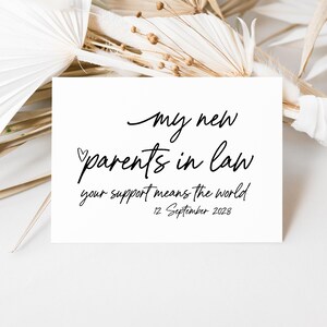Tarjeta de boda para mis suegros de la novia, tarjeta de boda para futuros suegros del novio, regalo para la suegra, tarjeta para el suegro