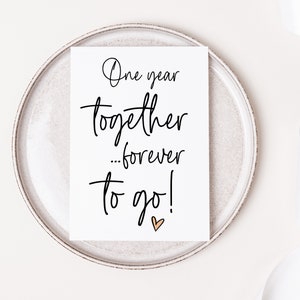 Tarjeta de feliz aniversario, tarjeta de primer aniversario un año menos, Forever to Go, regalo del 1er aniversario, aniversario de papel, tarjeta de amor para el esposo