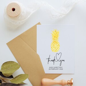 Gold Pineapple Thank You Cards Template Tropical Wedding - Etsy