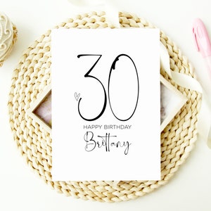 Carte personnalisée du 30e anniversaire, trentième Bday, pour fille garçon joyeux anniversaire, joli cadeau souvenir, personnalisé Turning Thirty Friends Party