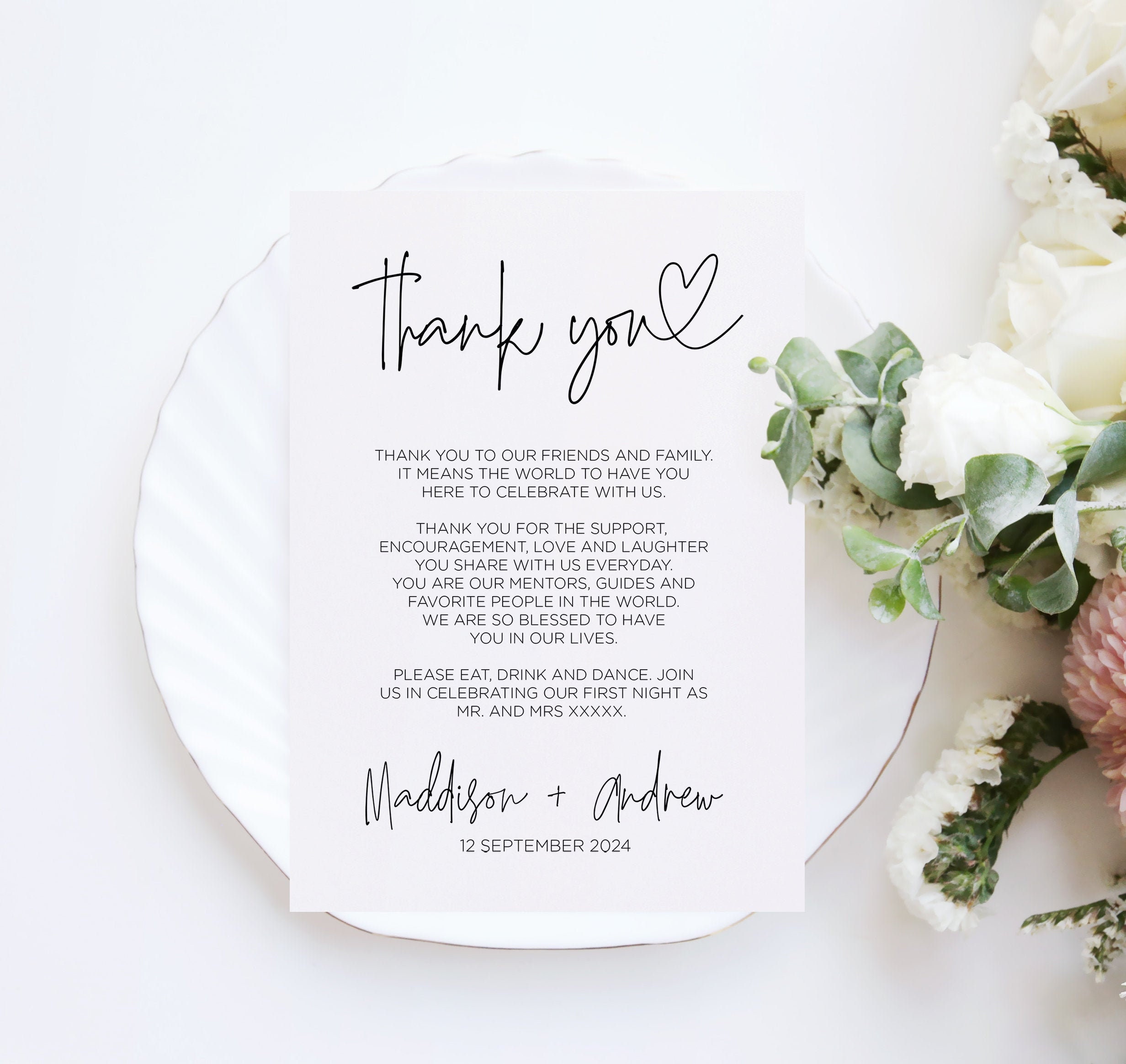 Cute Wedding Thank You Notes Personalized Thank You for | Etsy