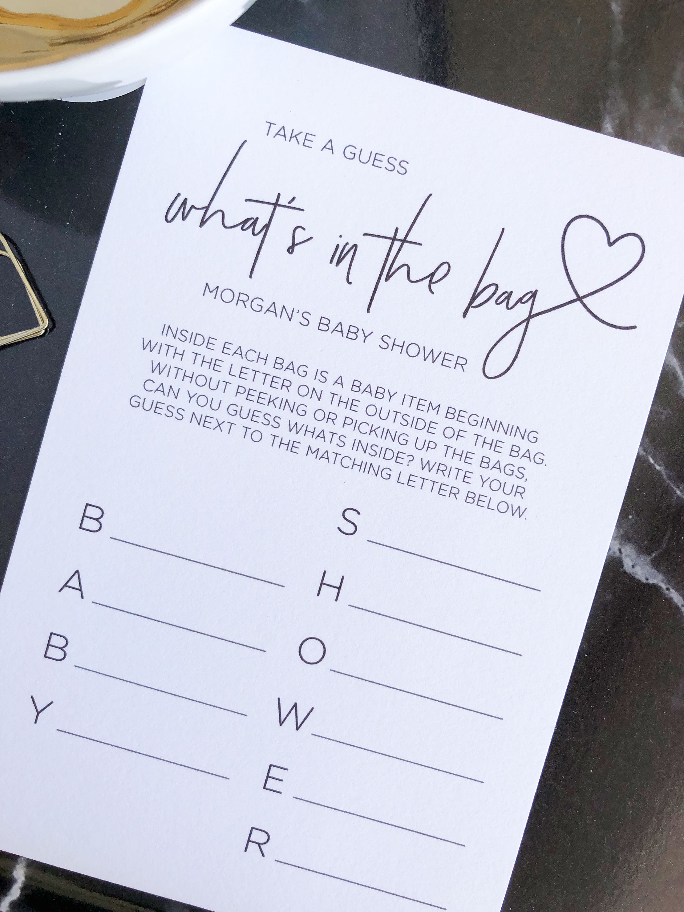 What's In The Bag Baby Shower Game Card Baby Shower Games Etsy