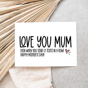 Mothers Day Gift, Cute I Love You Mom Card from Daughter, Funny Gifts from Husband for Wife, For Cool Mum from Kids, Keepsake Cards