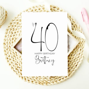 Personalized 40th Birthday Card, Fortieth Bday, For him Her Happy Birthday, Cute Keepsake Gift, Customized Turning Forty Friends Party