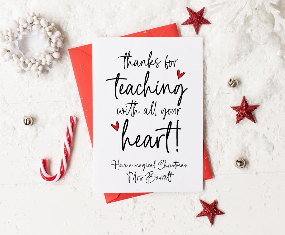 Custom Christmas Card for Teacher, Funny Teacher Gift From Student