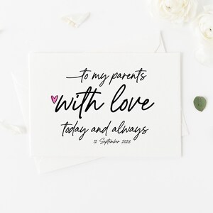 Cute Parents of the Bride Groom Gifts, To My Parents With Love Gift, Mom, Dad, Mum Card, from Daughter From Son, Wedding Day, Simple Wedding