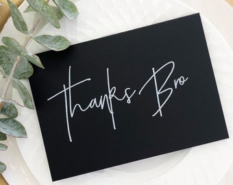 Black and White Thanks Bro Wedding Day Card, Groomsmen Gifts, Wedding Thank You Cards, Groomsmen Gift Ideas, Best Man Card CS