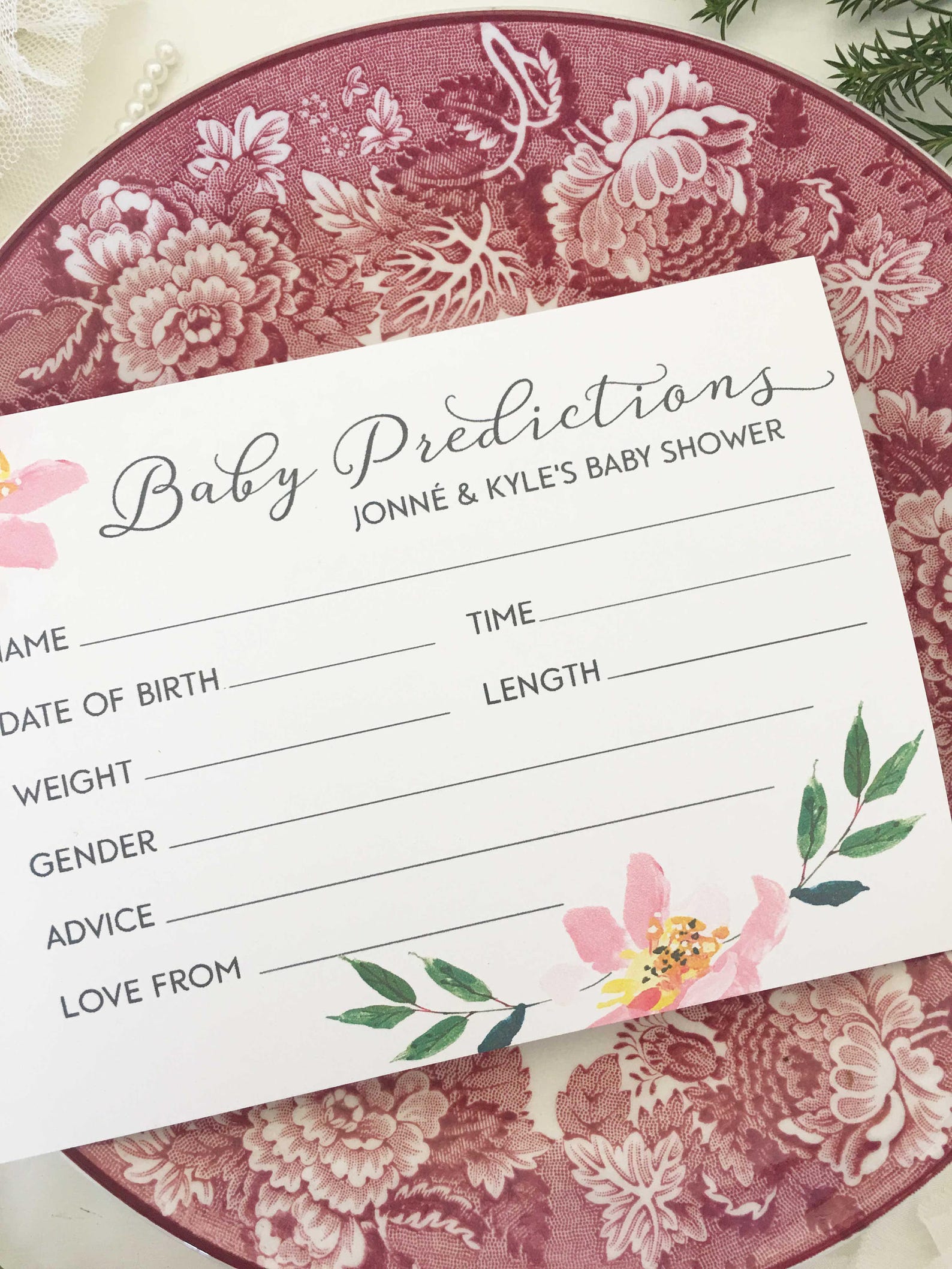 Baby Shower Prediction Cards
