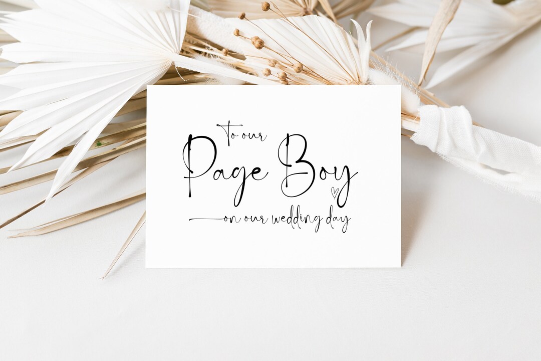 Thank You for Being Our Page Boy, Wedding Thank You Card, to Our Page