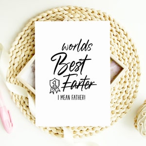 Grappige Happy Fathers Day Worlds Best Farter Father Card, aan papa van familie, schattig vaderdagcadeau, eenvoudige geschenken van zoon dochter
