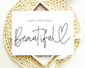Happy Birthday Beautiful Card, Birthday Cards Girlfriend from Boyfriend, Gift for Wife from Husband, for Her, Fiancé Cards, Cute Love