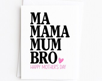 Carte de fête des mères amusante, frère maman, maman, jolie carte de maman, cadeau d'un fils ou d'une fille, cadeau de fête des mères